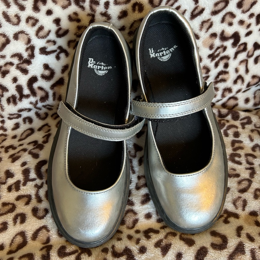 Silver Dr. Martens Mary Janes